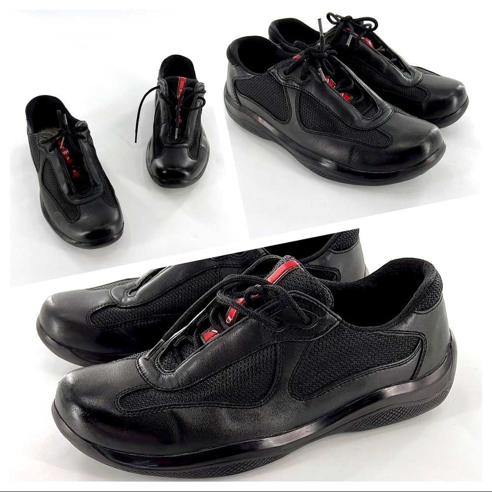 PRADA CALZATURE DONNA BLACK PR 3163 38 leather and bike fabric